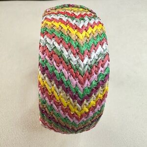 8” Vintage Multicolor Fabric Woven Bangle! Unique & One-of-a-Kind